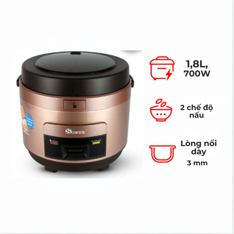 Nồi cơm điện Sowun SWS6918S 1.8 lít lòng niêu