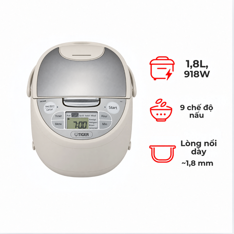 Nồi cơm điện tử Tiger JAXS18W 1.8 lít