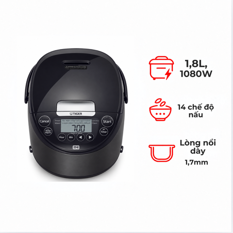 Nồi cơm điện cao tần Tiger JPW-H18V-KV 1.8 lít 1080W