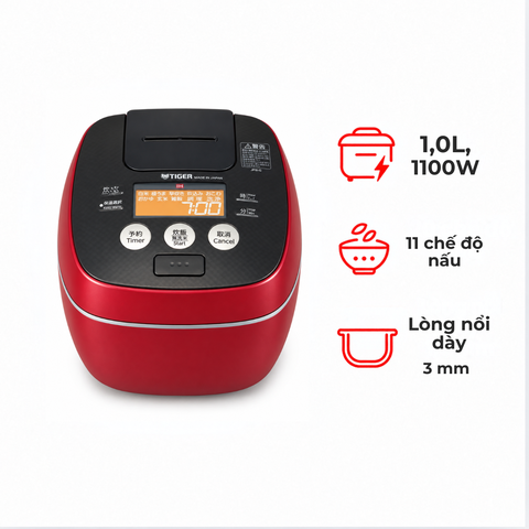 Nồi cơm điện tử cao tần áp suất kép Tiger JPB-W10W 1.0L