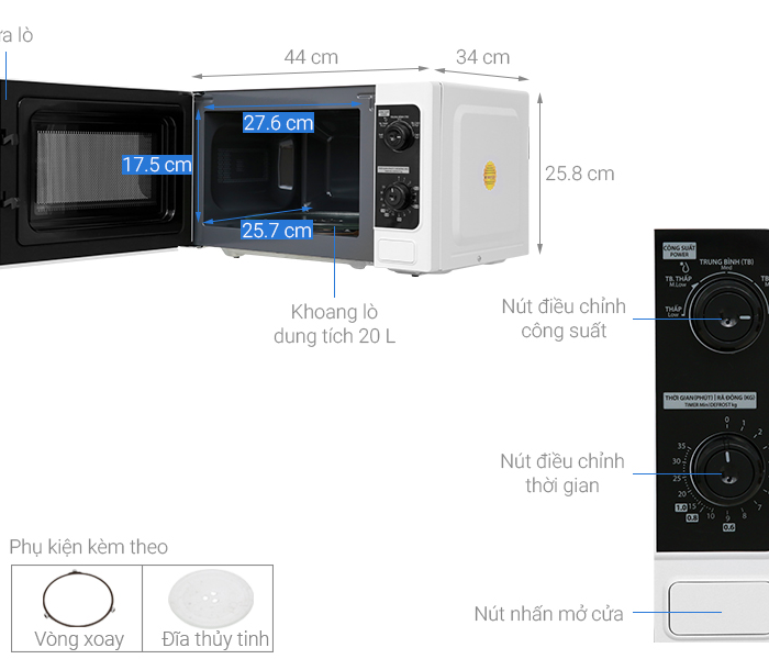 Lò vi sóng Toshiba ER-SM20(W1)VN 20 lít Thái lan
