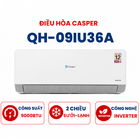 Điều hòa Casper 2 chiều 9.000BTU Inverter QH-09IU36A