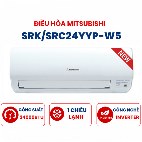 Điều hòa Mitsubishi 1 chiều 24.000BTU Inverter SRK/SRC24YYP-W5