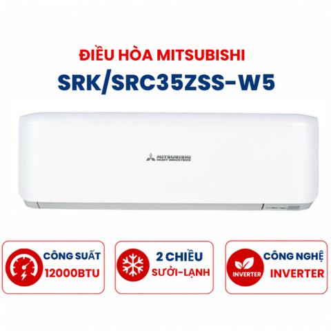 Điều hòa Mitsubishi Heavy 2 chiều 12000BTU inverter SRK/SRC35ZSS-W5