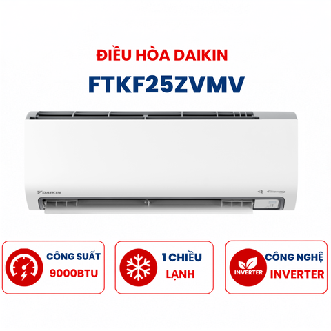 Điều hòa Daikin 1 chiều 9000BTU Inverter FTKF25ZVMV mới 2025